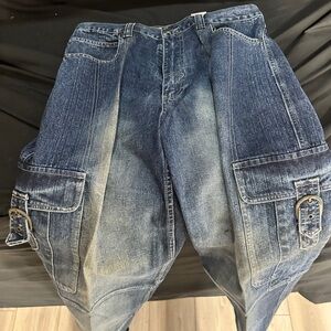 Vintage Style Blue Cargo Jeans-Y2K Akademics jeans-size 34x34-#574